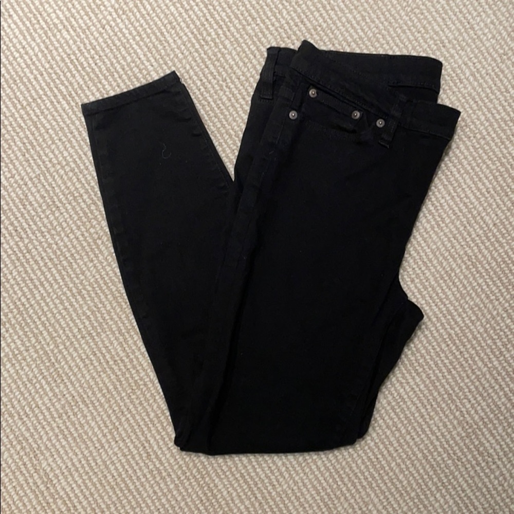 J Crew black “toothpick jeans, size 32